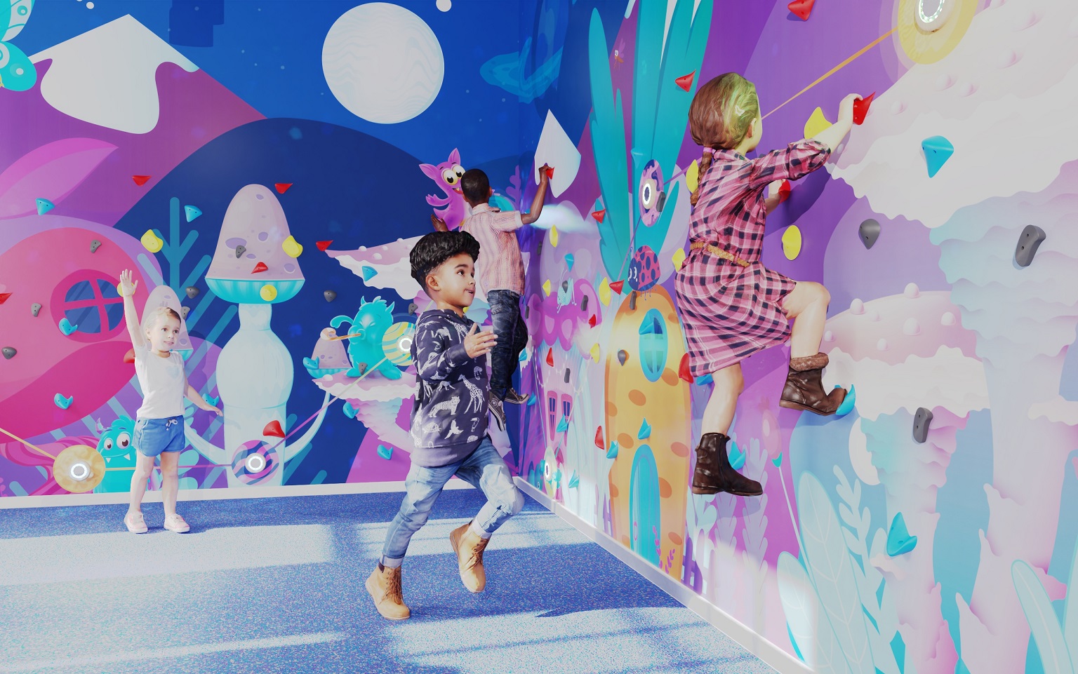 paarse activity wall voor kinderen om te klimmen paarse activity wall voor kinderen om te klimmen