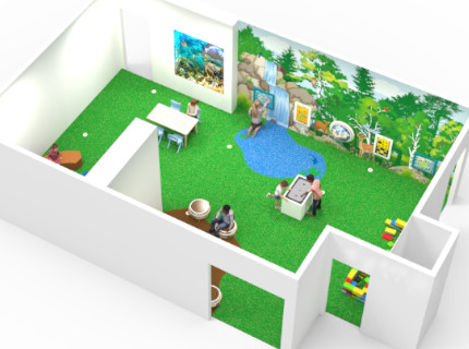 design da sala de jogos com jogos de parede epdm play floor e decoração de parede forex