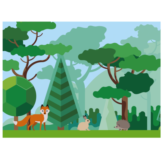 speelwand met bos thema en dieren voor kinderhoek